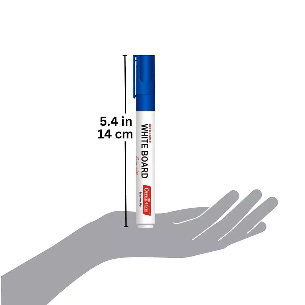 Soni Office Mate Refillable Whiteboard Marker 4.43 mm Bullet Tip Blue Color for Schools & Offices (Pack of 10)