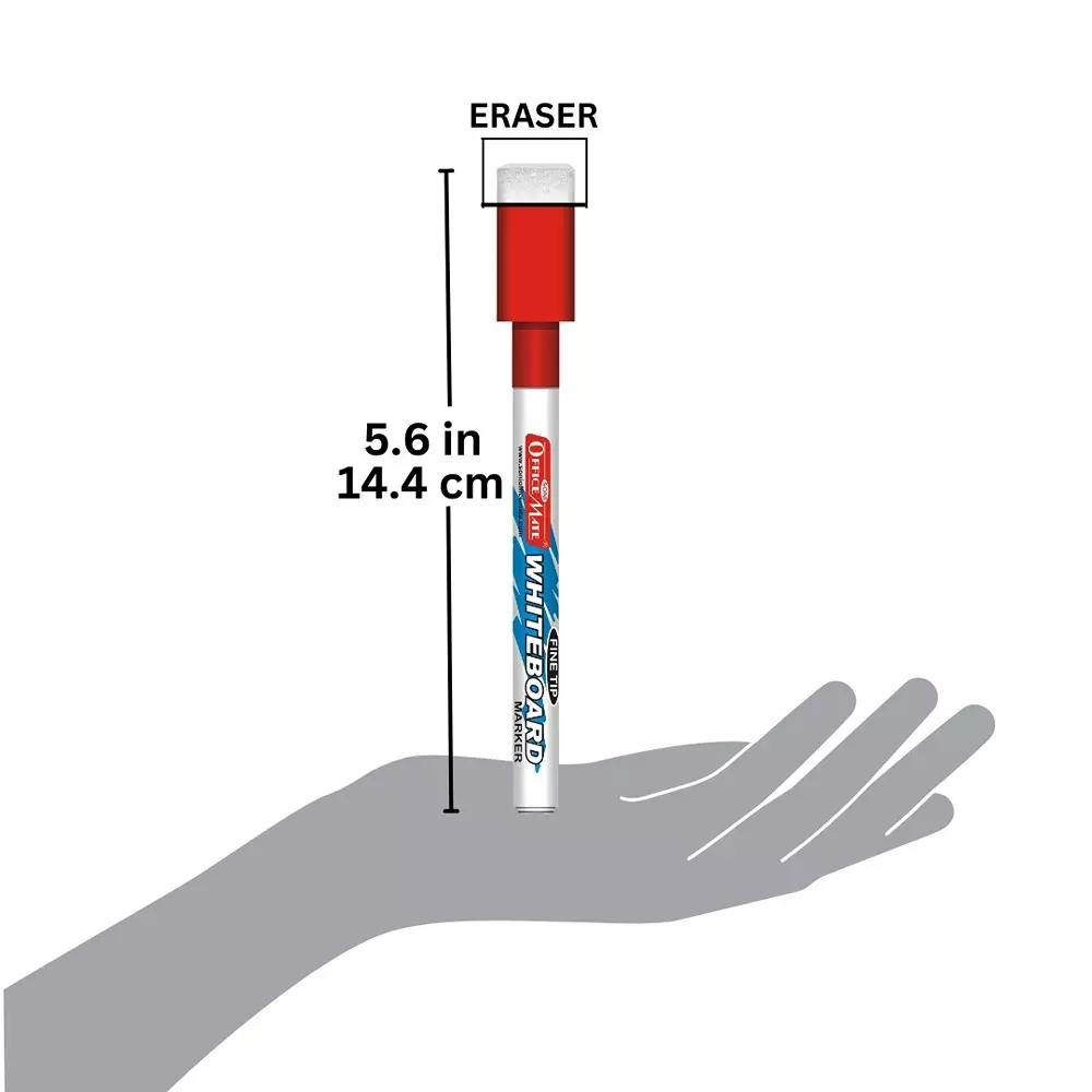 Soni Office Mate Fine Tip Whiteboard Marker with Duster Cap 2.5 mm Bullet Tip Multicolor for Schools & Offices (Pack of 10)