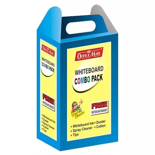 Soni Office Mate Blue White Board Marker Duster Ink Kit with 500 ml Ink + Marker + Duster + 50 ml Cleaner + 5 Nibs for School, Office and Home