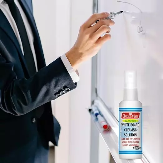 Soni Office Mate Blue White Board Marker Duster Ink Kit with 500 ml Ink + Marker + Duster + 50 ml Cleaner + 5 Nibs for School, Office and Home