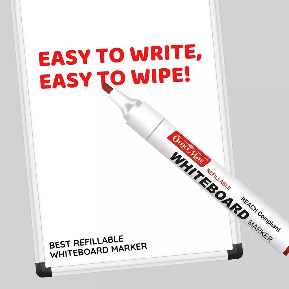 Soni Office Mate Regular Whiteboard Marker Cap with Clip Type Quick Dry, Easy Wipe 4.43 mm Bullet Tip Ideal For Home, School & Office Use, Multicolor (Pack of 10)
