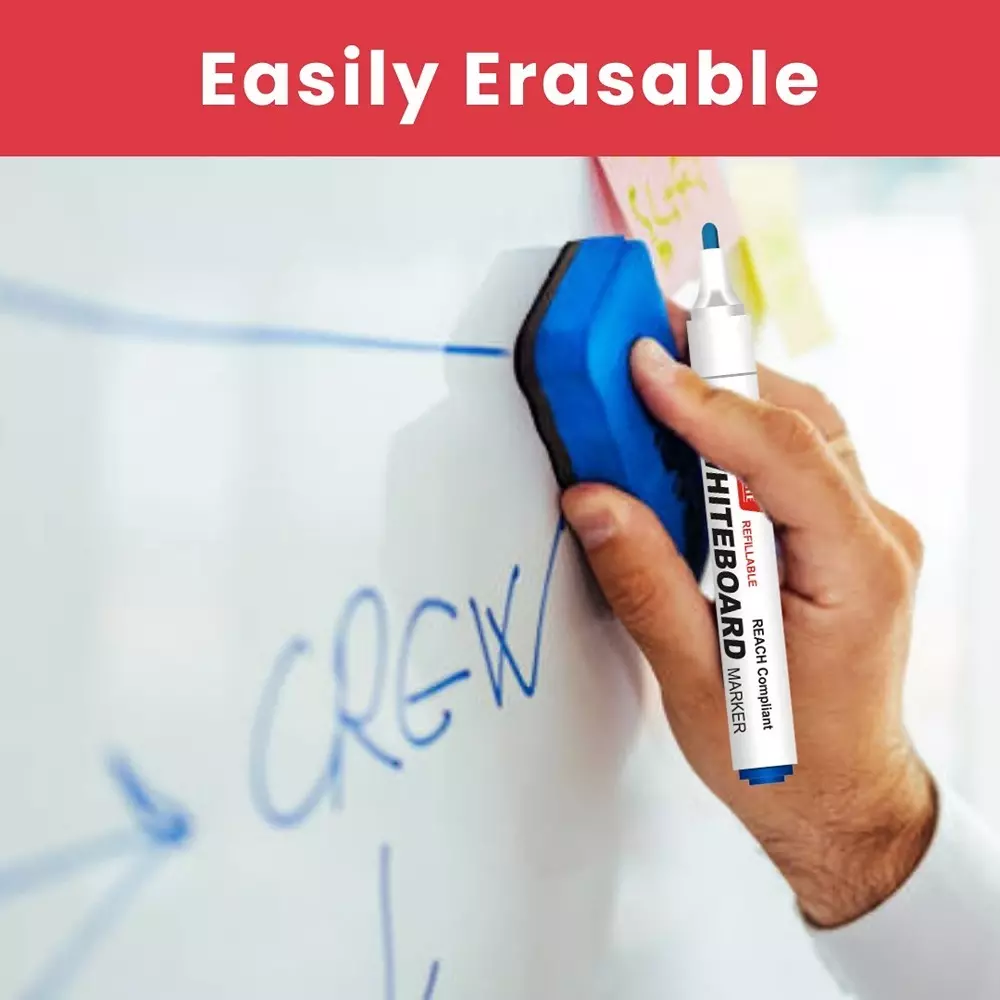 Soni Office Mate Regular Whiteboard Marker Cap with Clip Type Quick Dry, Easy Wipe 4.43 mm Bullet Tip Ideal For Home, School & Office Use, Multicolor (Pack of 10)