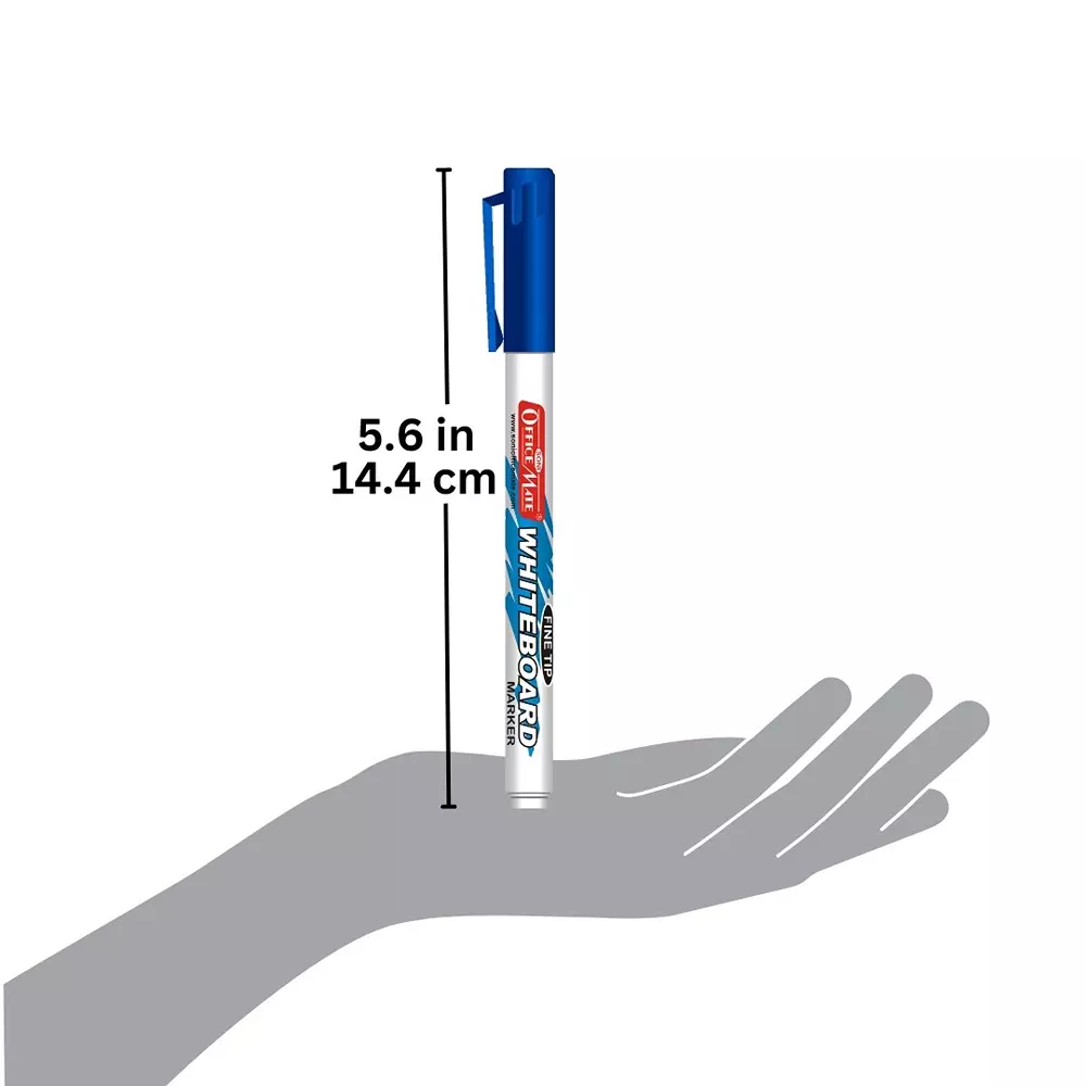 Soni Office Mate Fine Tip Whiteboard Marker 2.5 mm Bullet Tip Blue Color for Schools & Offices (Pack of 10)