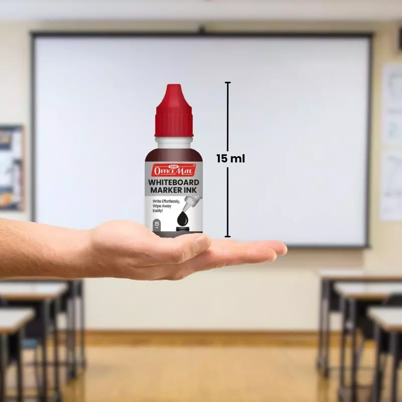Soni OfficeMate Whiteboard Markers & Ink Combo 14 cm Marker Size 4.43 mm Tip Size 15 ml Red Ink Color for Office, College & School Use