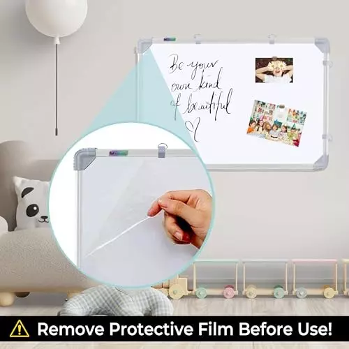 EDUWAY 61x61 cm (2x2 Ft.) Magnetic Whiteboard with Marker, Duster & Magnets White