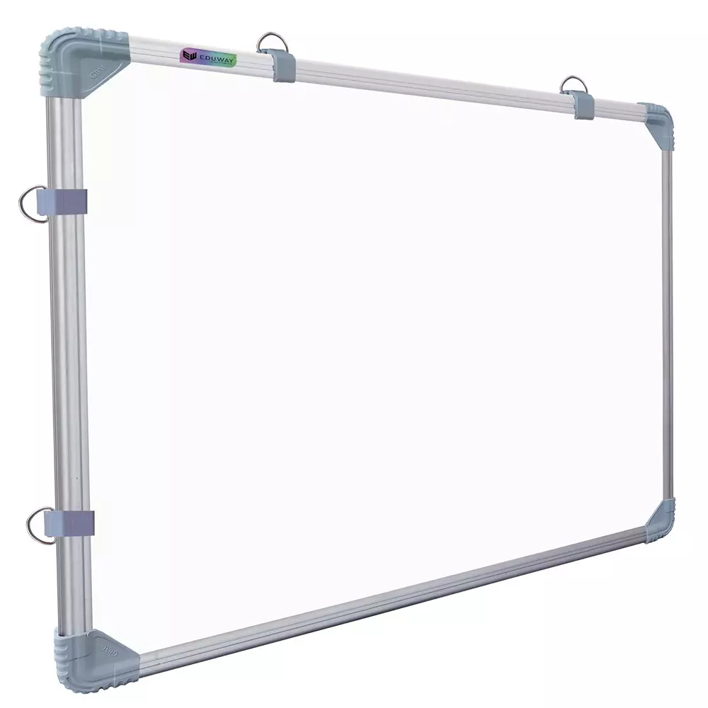 EDUWAY 91x122 cm (3x4 Ft.) Magnetic Whiteboard with Marker, Duster & Magnets White