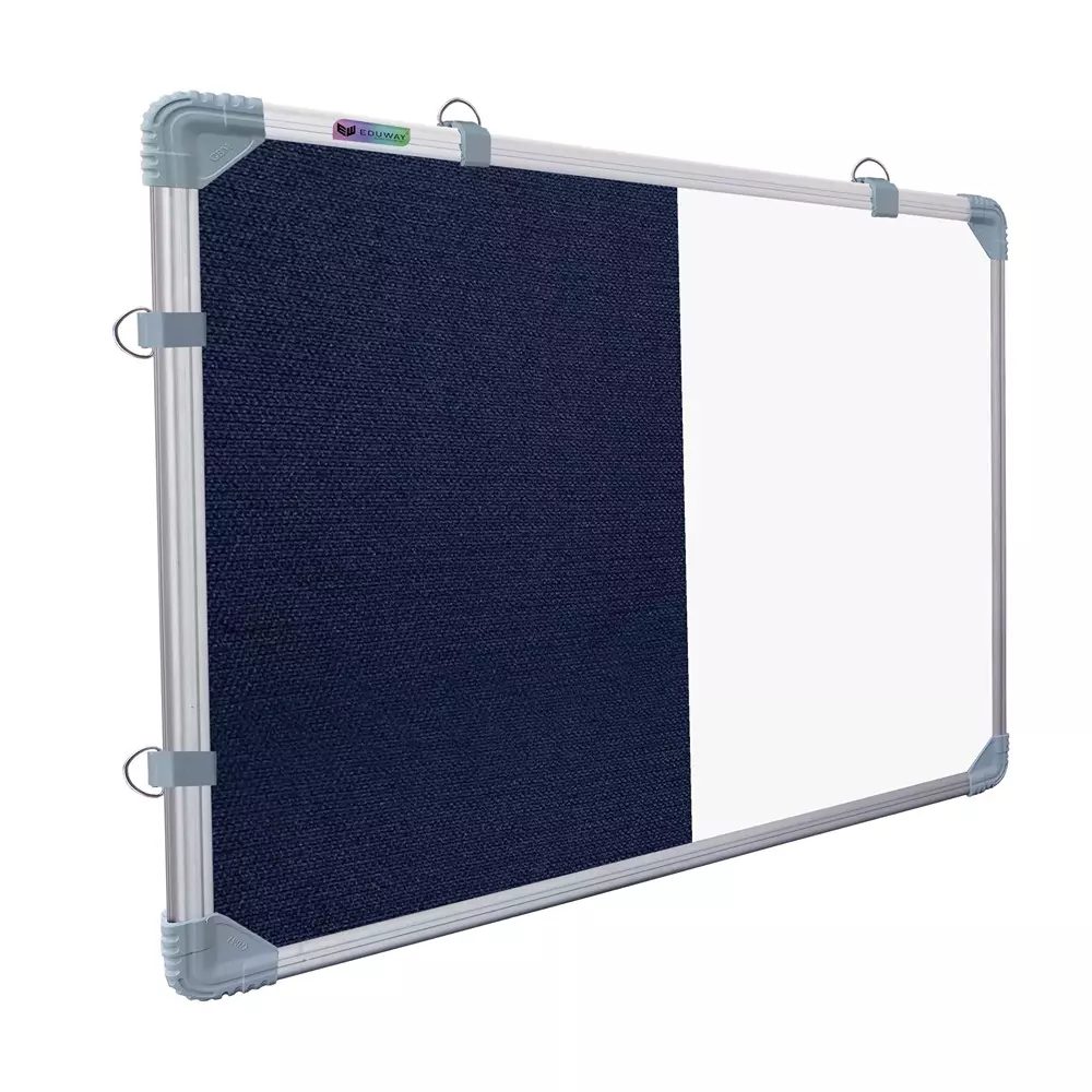 EDUWAY Non-Magnetic Combination Whiteboard with Blue Pin-up Notice Board Melamine 46x61 cm (1.5x2 Feet) White & Blue