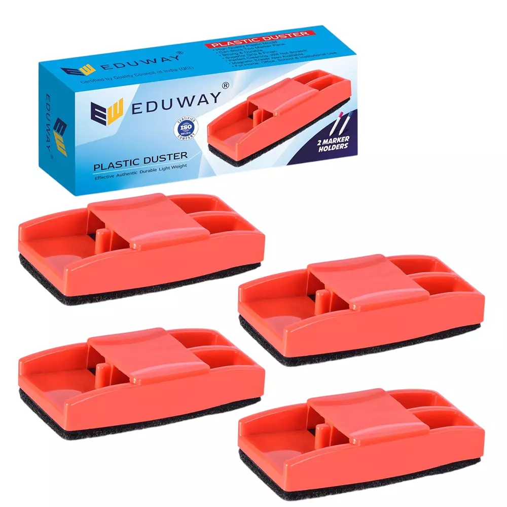 EDUWAY Non-Magnetic White Board Duster Assorted Plastic (Pack of 4)