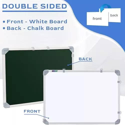 EDUWAY Kunj Non-Magnetic Double-Sided Whiteboard & Chalkboard White & Green 91x122 cm (3x4 Feet.)