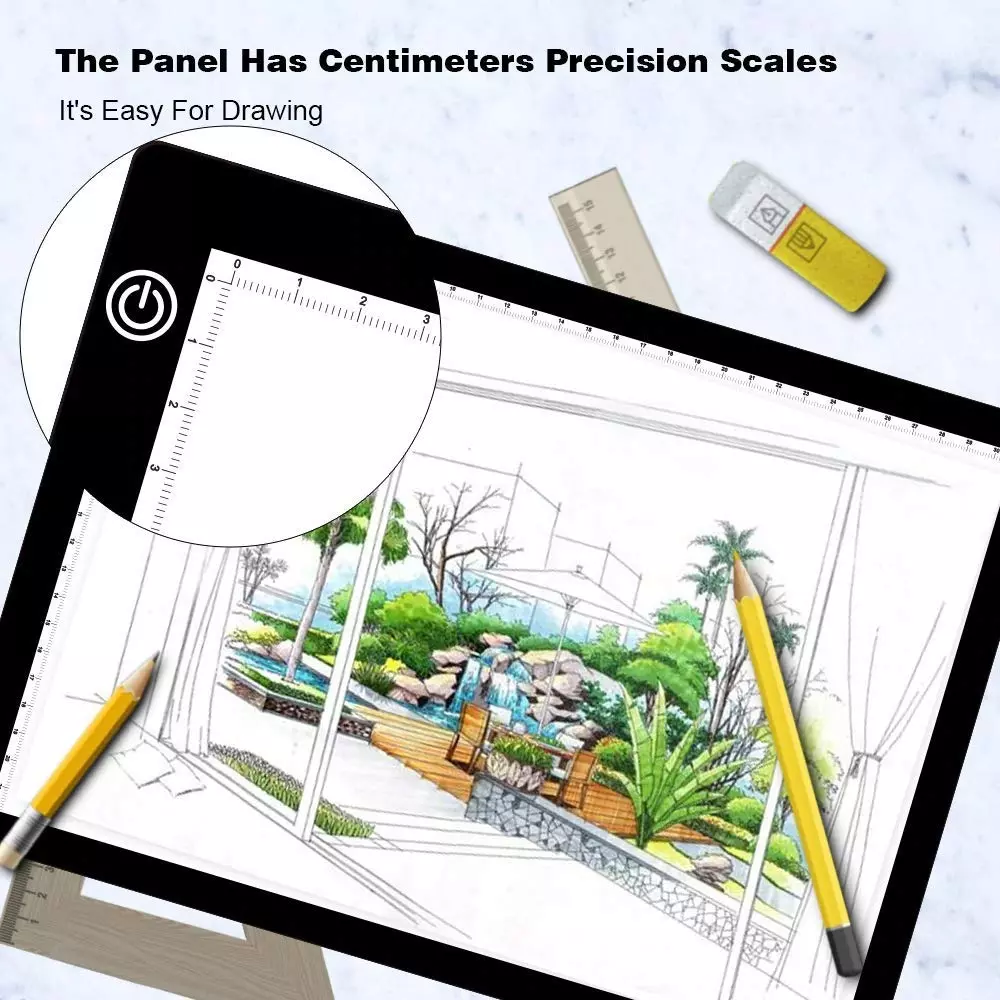 amicivision LED Drawing Board Ultra-Thin Portable A4 Size USB Powered with Adjustable Brightness Light Pad, LED-THIN
