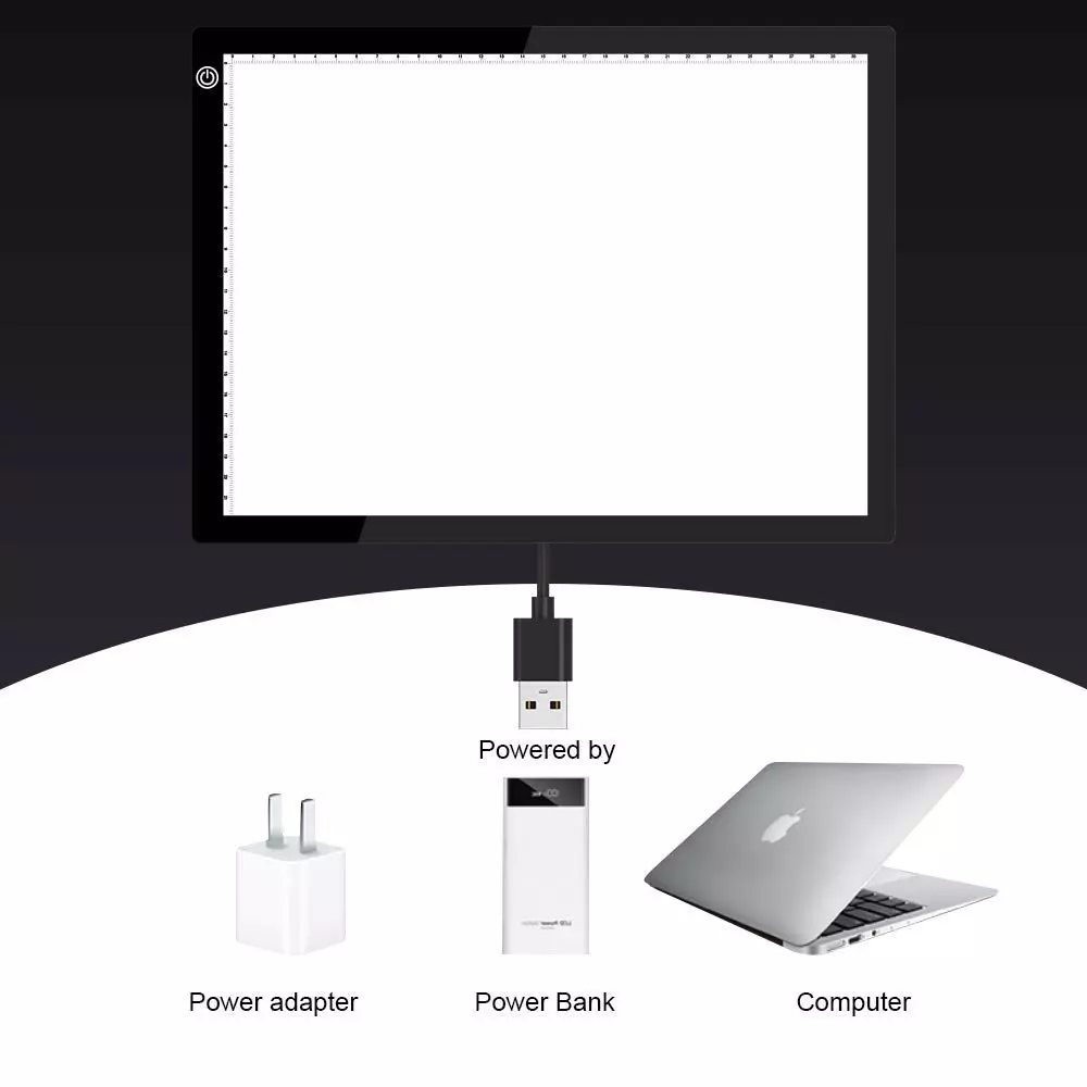 amicivision LED Drawing Board Ultra-Thin Portable A4 Size USB Powered with Adjustable Brightness Light Pad, LED-THIN