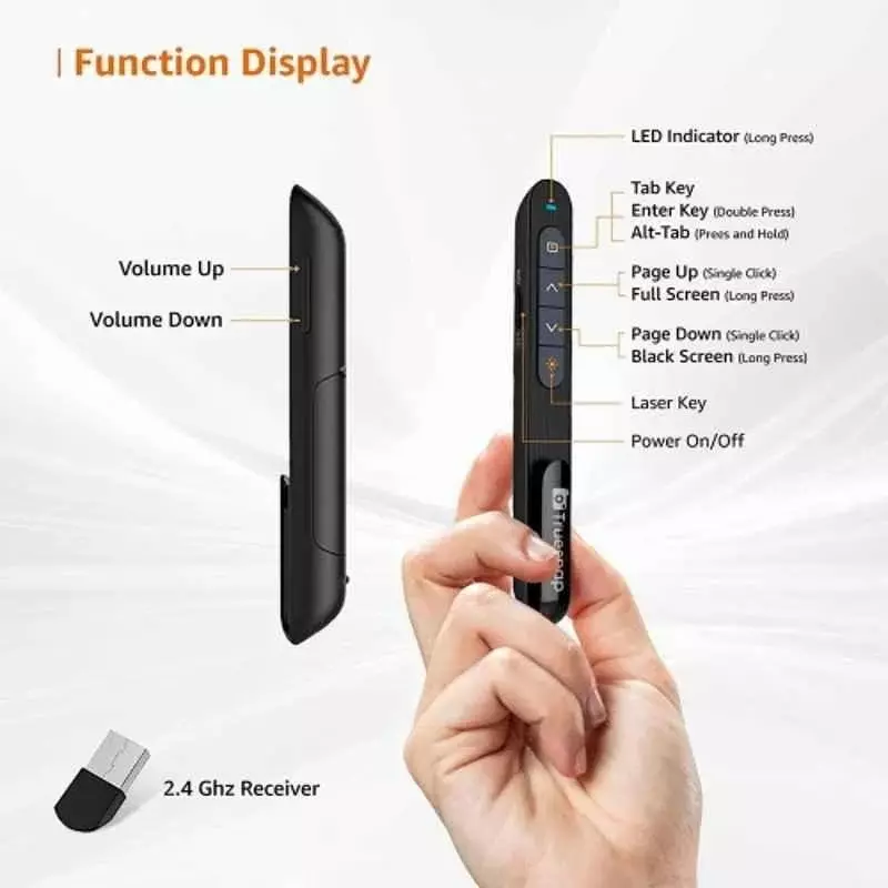 Truesnap USB Receiver Laser Pointer AAA Battery Black 228 ft (6949 cm) Wireless Range, TS-LP-01
