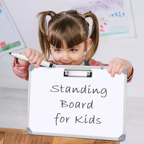 EDUWAY Magnetic Dry Erase Whiteboard with Stand Melamine & Aluminium White 30x45 cm (‎1x1.5 Feet.)