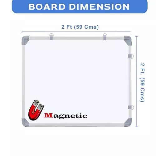 EDUWAY Magnetic Whiteboard 61 x 61 cm (2x2 Feet ) White MDF & Aluminum Frame