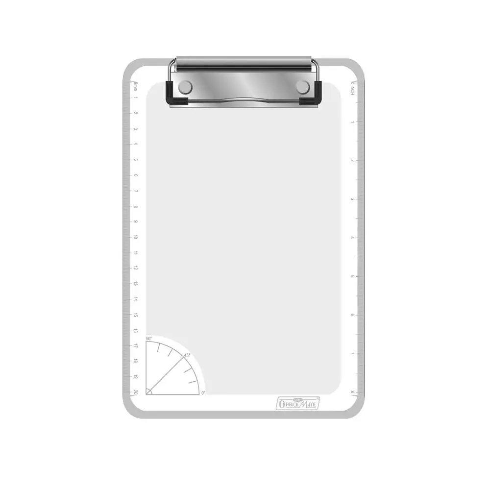 Soni Office Mate Small Exam Board with In-Built 20 cm Scale & 90° Protractor Metal Clip 23x5.7 cm Ideal for School, Home & Office Use