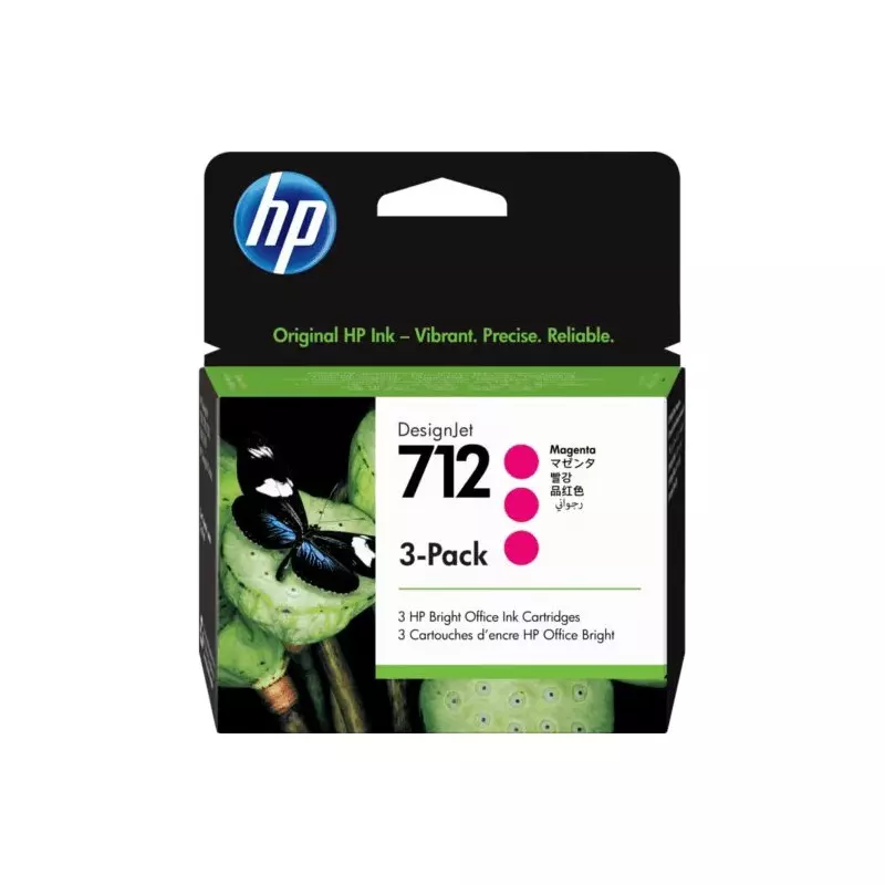 HP 712 Ink Cartridge 3 Pack Magenta Color Compatible With HP DesignJet T210, 3ED78A