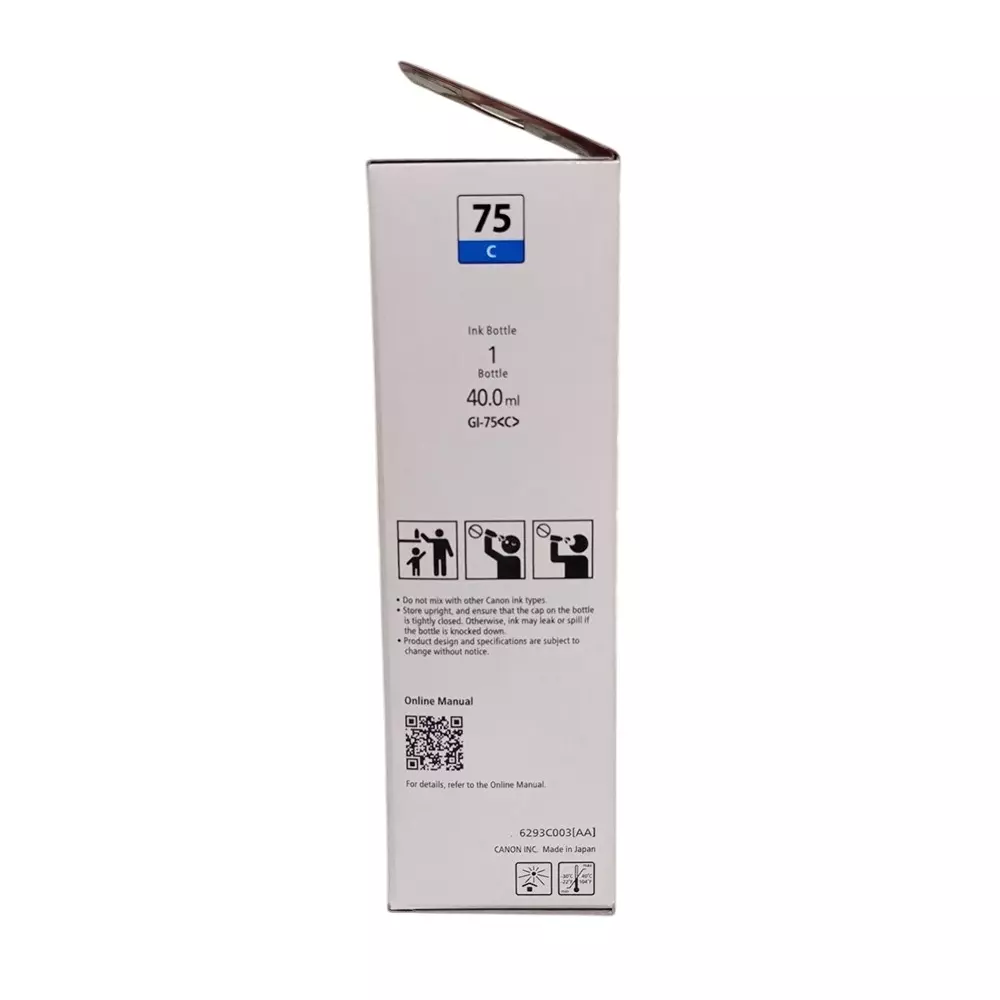 Canon Ink Cartridge Cyan Ink Color 40 ml Bottle for GX1070, GX2070 Models, GI-75 C ASA