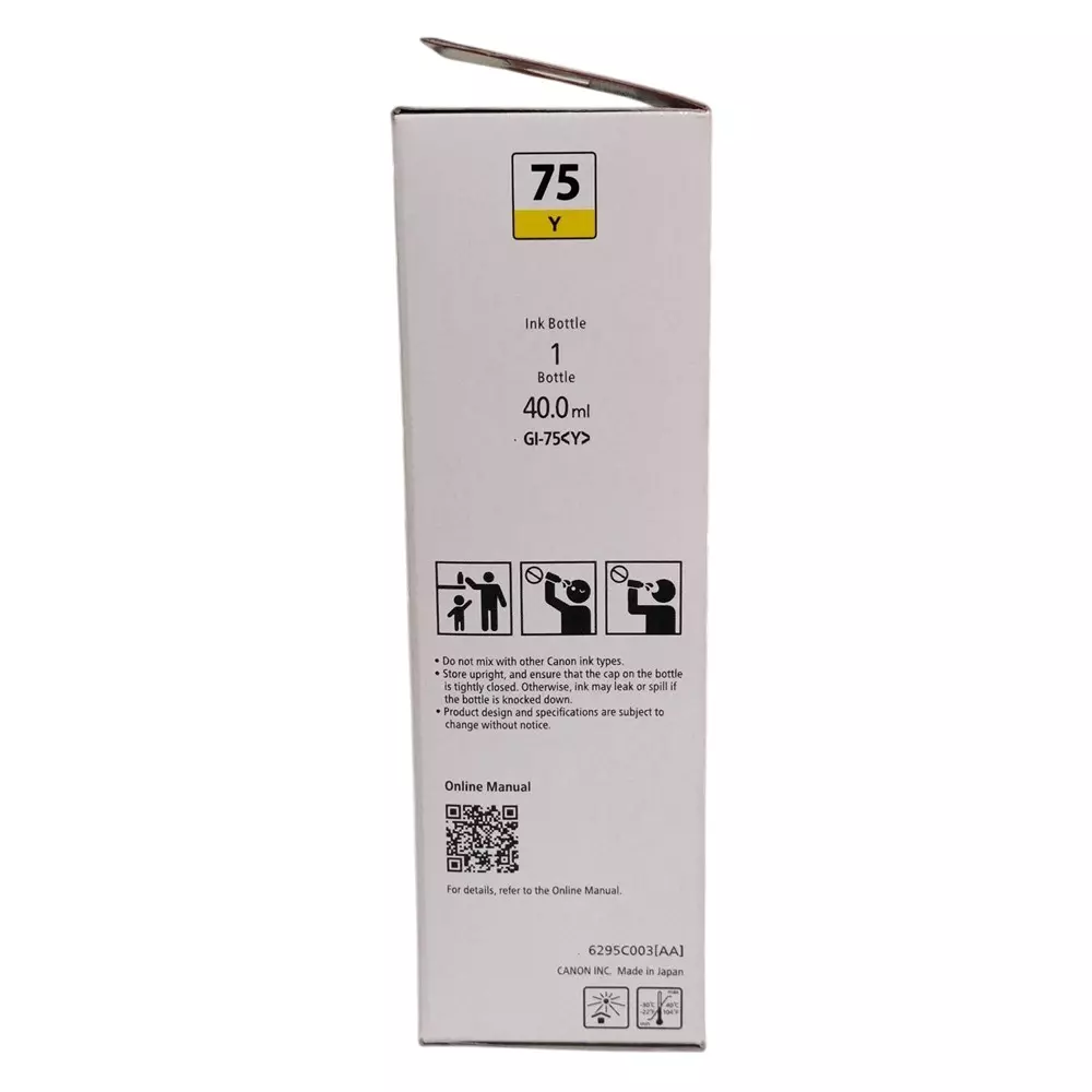 Canon Ink Cartridge Yellow Ink Color 40 ml Bottle for GX1070, GX2070 Models, GI-75 Y ASA