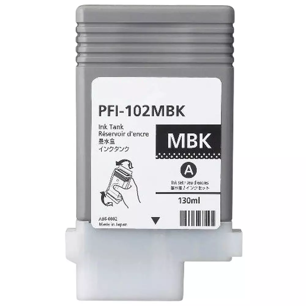 RT PFI-102 Ink Cartridge Matte Black 130 ml 2500 Page Yield for Canon IPF500, Canon IPF600, Canon IPF700