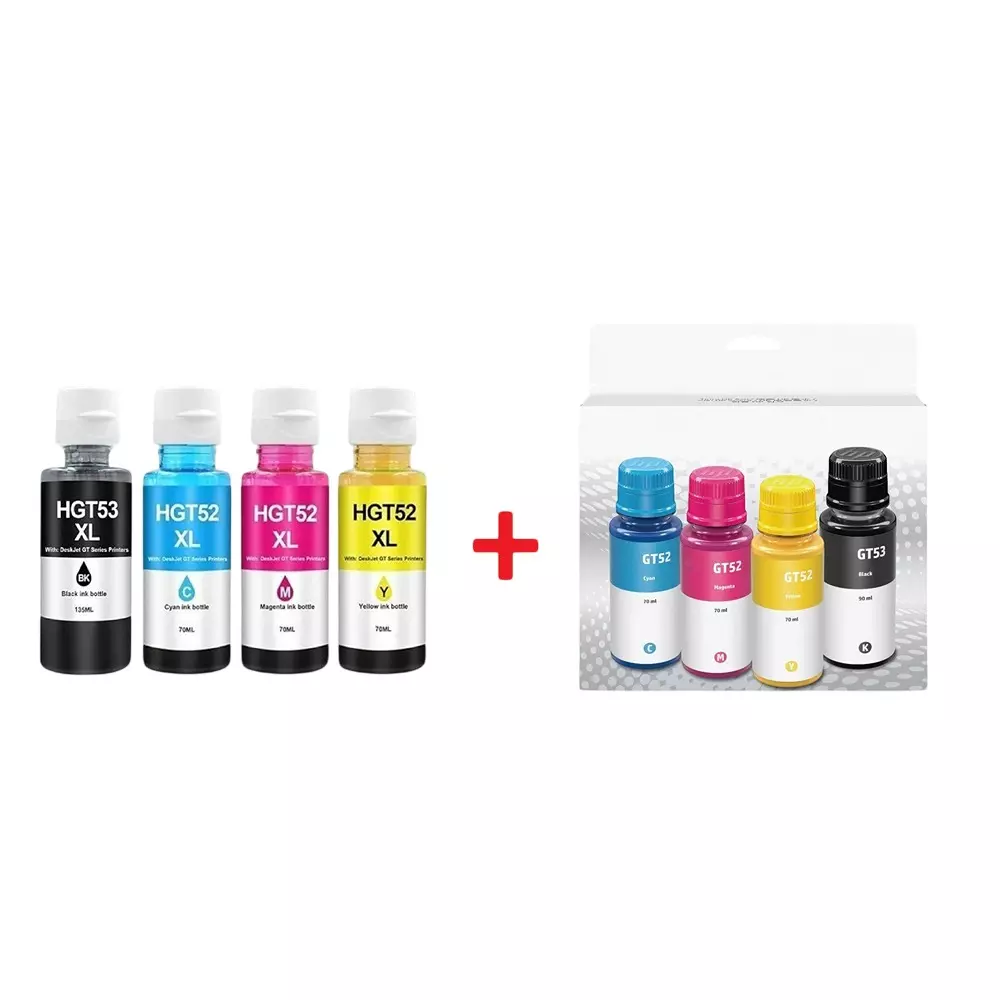RT GT53XL & GT52 Ink Bottle Set 70 ml C/Y/M & 120 ml Black for HP GT 5810, 5820, 5821, 310, 315, 319, 415, 419, 410 Printer (2 Kit Combo)