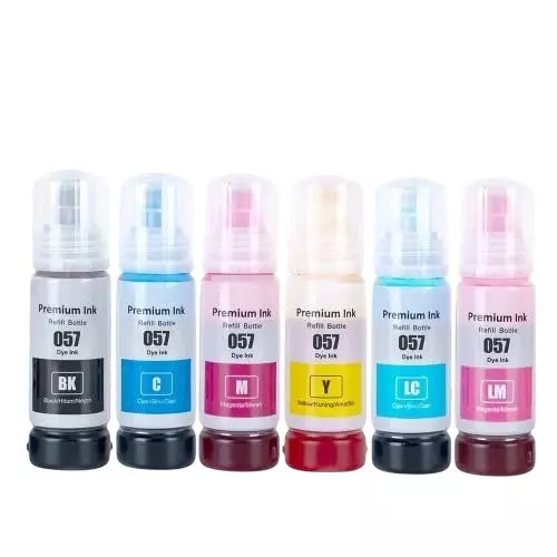 RT 057 Ink Bottle Set Black/Cyan/Magenta/Yellow/Light Cyan/Light Magenta 70 ml Volume for Ep L8050, L18050 Printer