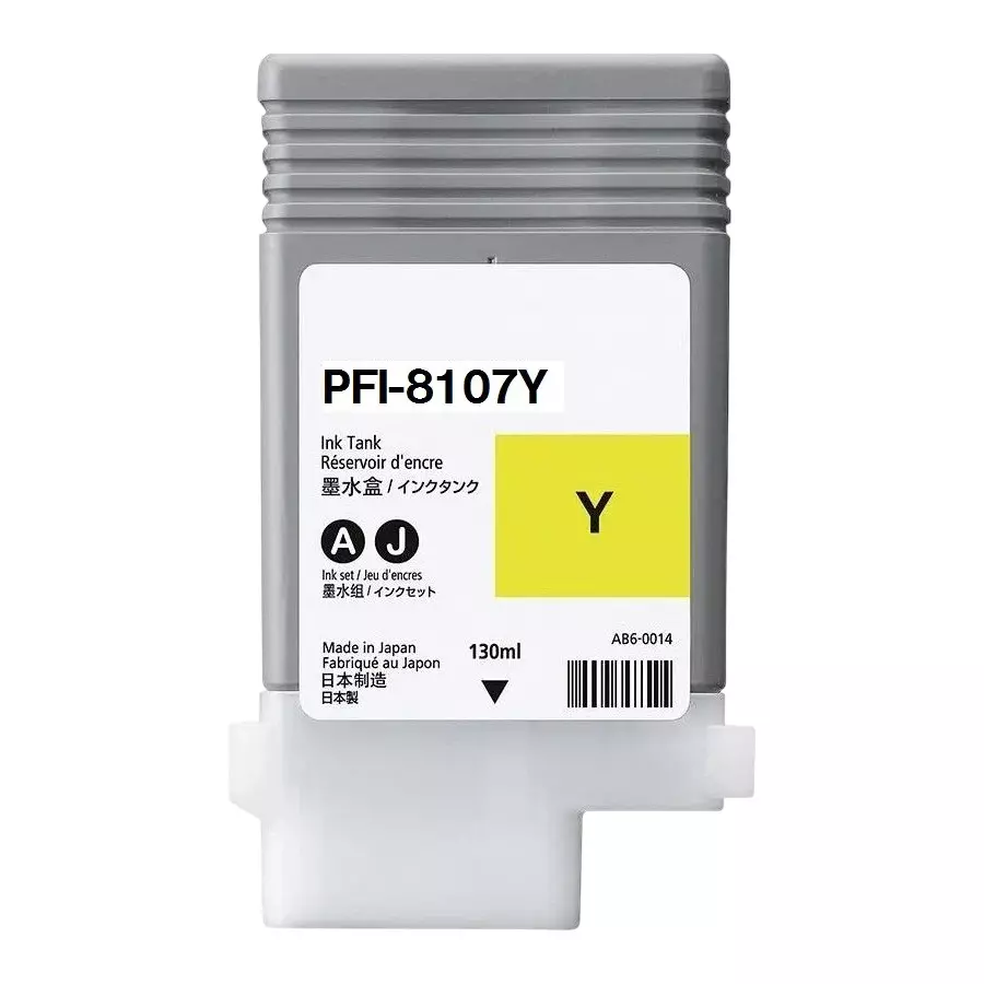 RT PFI-8107 Ink Cartridge Yellow 130 ml Volume for iPF671, iPF671M, iPF771, iPF771M, iPF681, iPF781, Ipf786