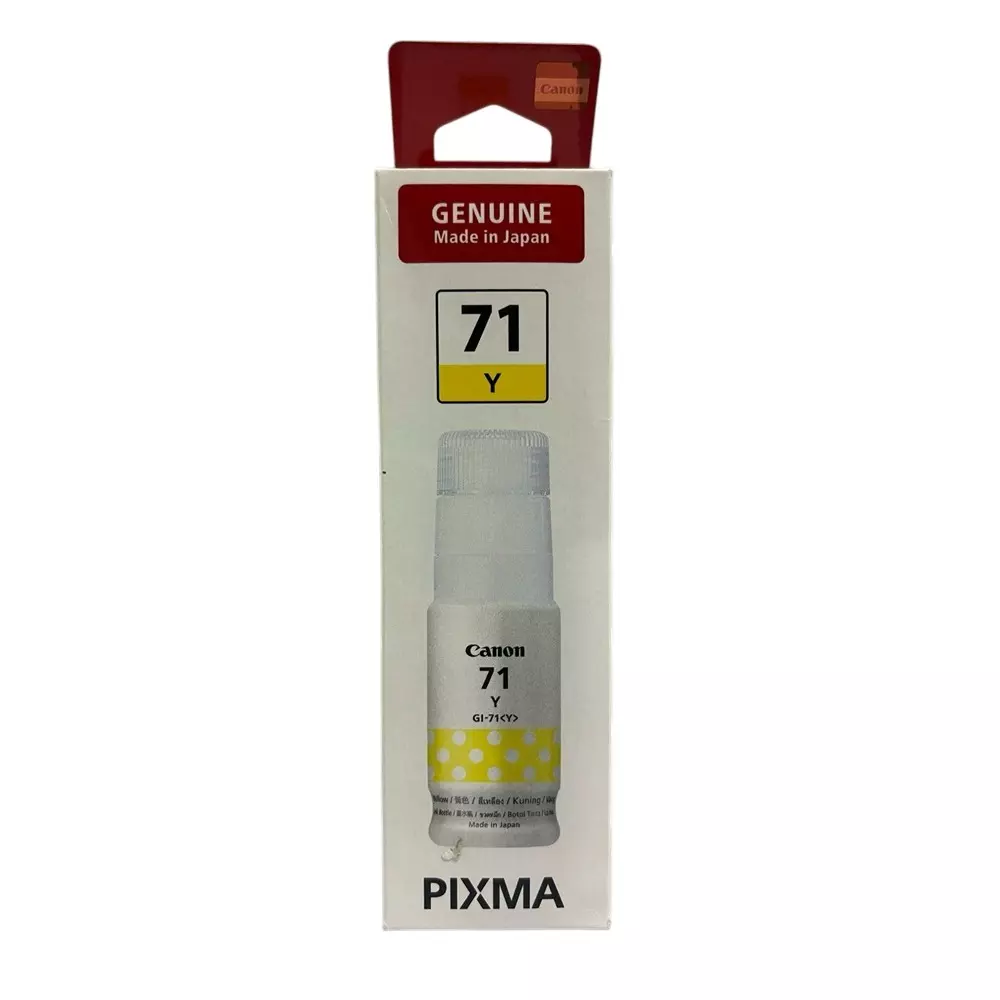 Canon Ink Cartridge Yellow Ink Color 70 ml Bottle for G1020, 2020, 3020, 2060, 3060, G1737, 2770, 3770, 4770, G1730, G2730, G3730 Models, GI-71S Y IN
