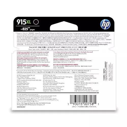 HP 915XL Ink Cartridge Black Color Compatible With HP OfficeJet Pro 8020 AiO, 3YM22AA
