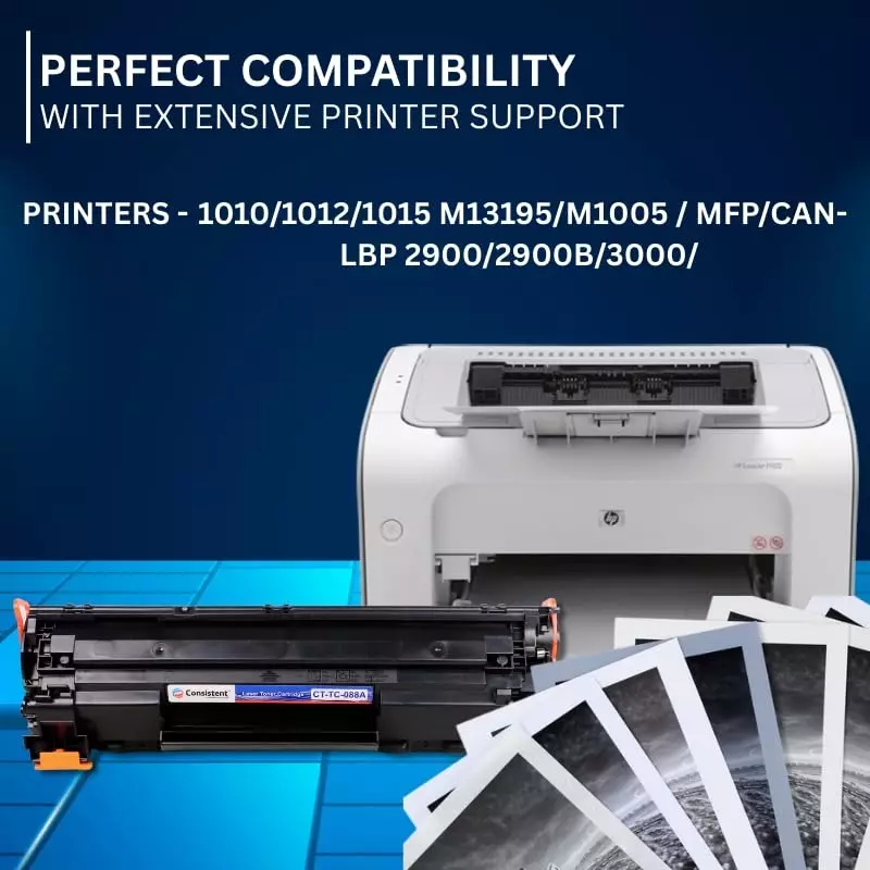 Consistent Laser Toner Cartridge 2000 Page Yield Black Ink for HP Laserjet Printer P1007/P1106/P1108/P1008/M1213nf MFP/M1136 MFP/M126nw MFP/M1218nfs/M128fw MFP/M128fn MFP, CTTC088A
