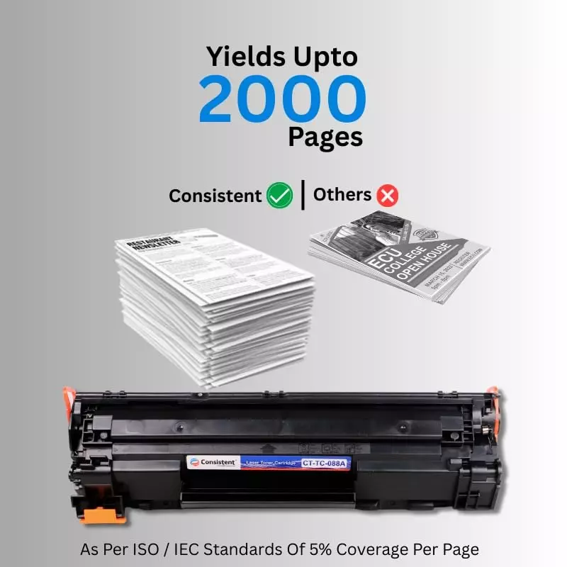 Consistent Laser Toner Cartridge 2000 Page Yield Black Ink for HP Laserjet Printer P1007/P1106/P1108/P1008/M1213nf MFP/M1136 MFP/M126nw MFP/M1218nfs/M128fw MFP/M128fn MFP, CTTC088A