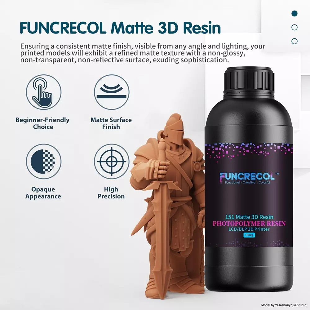 FUNCRECOL 3D Printer Resin Texture Matte Red Wax Like 85D