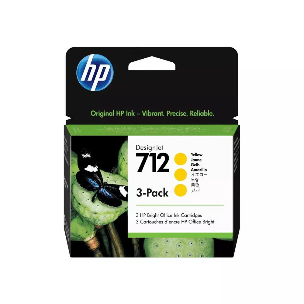 HP 712 Ink Cartridge 3 Pack Yellow Color Compatible With HP DesignJet T210, 3ED79A