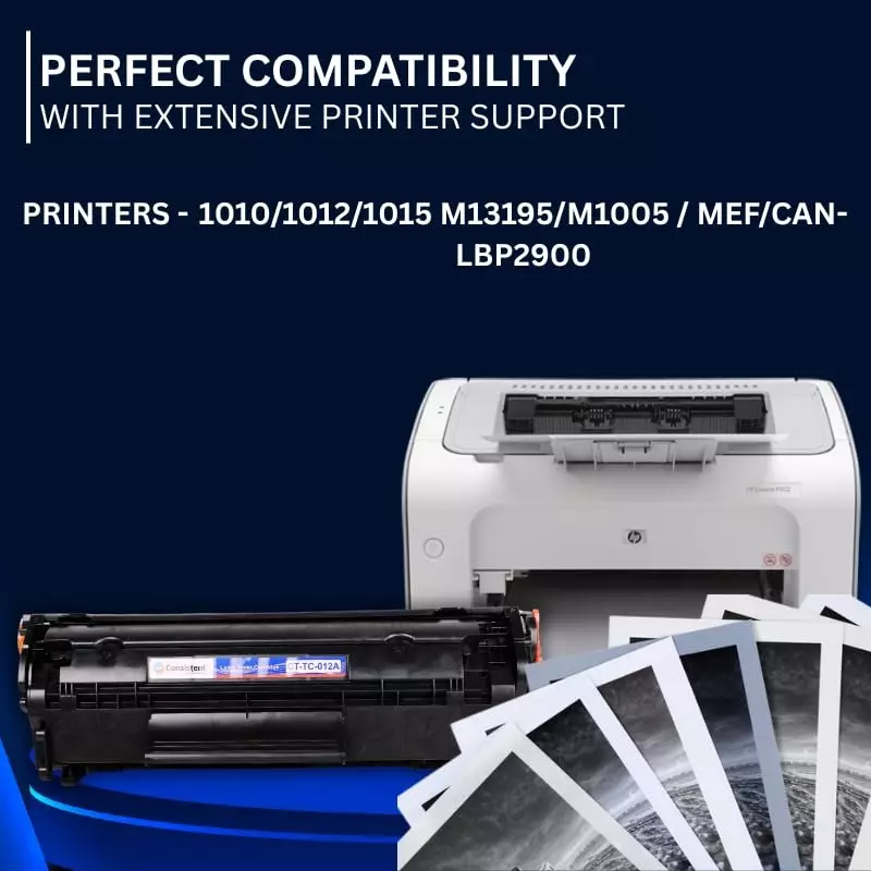 Consistent Laser Toner Cartridge 2000 Page Yield Black Ink for HPLJ- 1010/1012/1015/1018/1020/1022/1022N/3015/3020/3030/3050/3052/3055/M1005/M1005 MFP/M1319F MFP Can- LBP2900/3000, CTTC012A