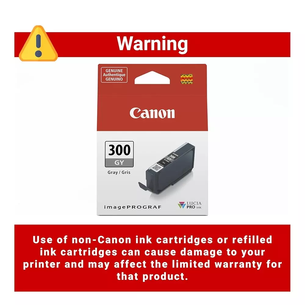 Canon Ink Cartridge Gray Ink Color 14.4 ml Bottle for PRO-300 Models, PFI-300 GY