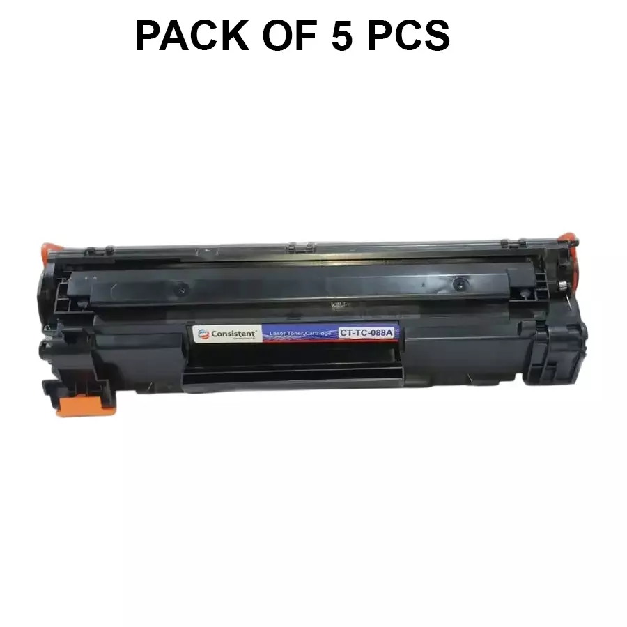 Consistent 88A/CC388A Toner Cartridge Black Compatible for LaserJet P1007, P1008, P1106, P1108, M1136 MFP, M1213nf MFP, M1216nfh MFP, M1218nfs MFP, M126nw MFP, M128fn MFP, M128fw MFP, M226DN, M226DW Printer (Pack of 5)