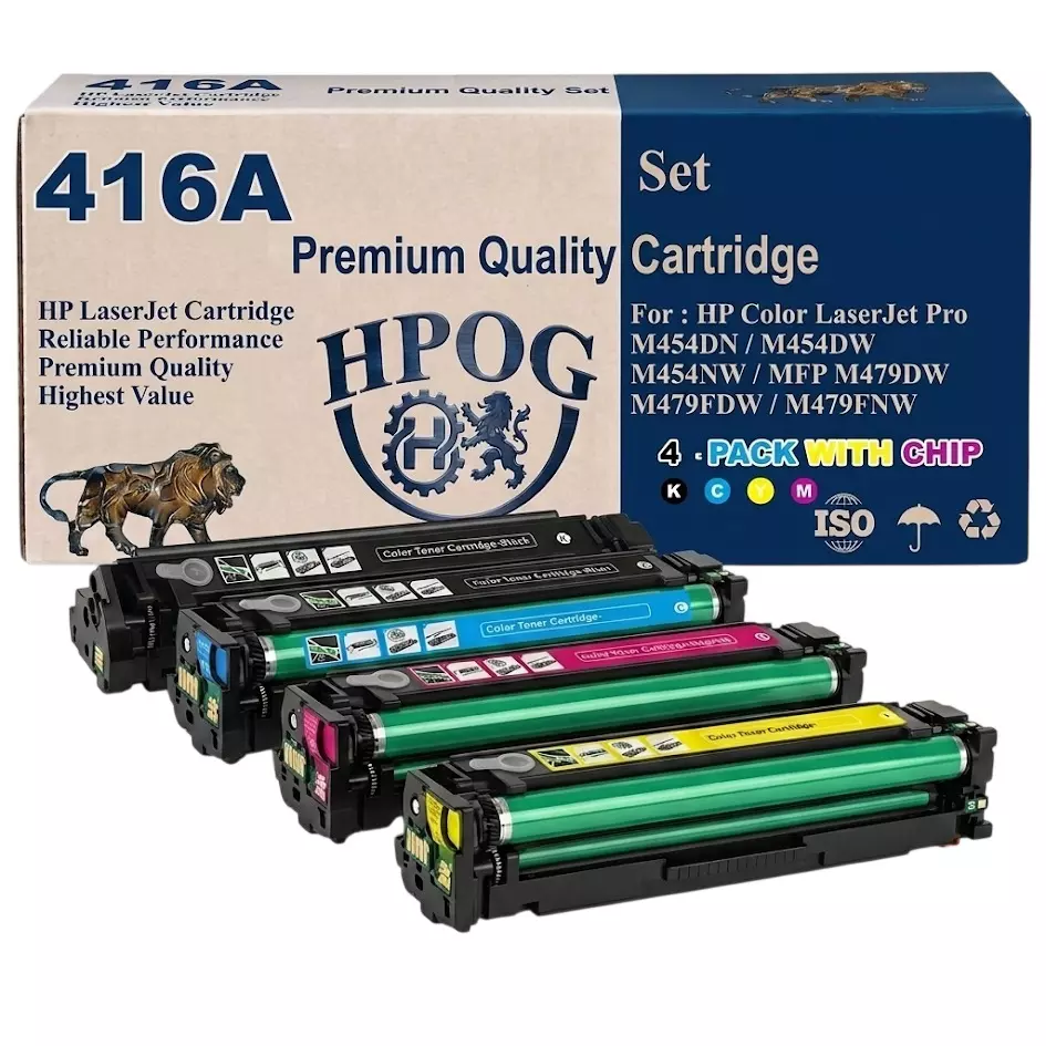HPOG Toner Catridge Kit Cyan, Magenta, Yellow, Black Ink 9500 Pages Print Capacity for HP Color LaserJet Pro M454 & MFP M479