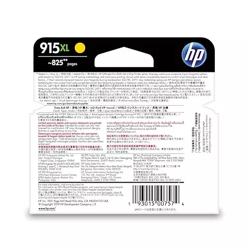 HP 915XL Ink Cartridge Yellow Color Compatible With HP OfficeJet Pro 8020 AiO, 3YM21AA