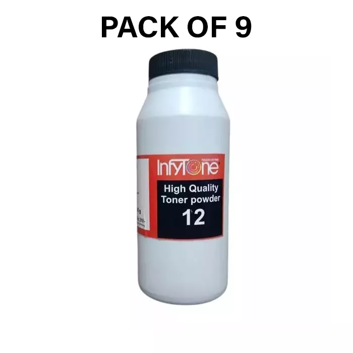 GENERIC 12A Toner Powder Black 100 g for Laser Printers and Photocopiers (Pack of 9 Pcs)