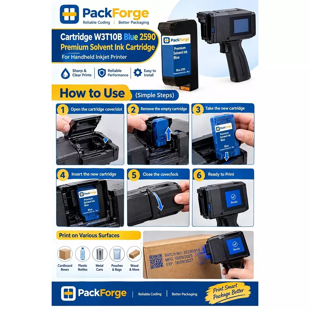 packforge-solvent-ink-cartridge-127-mm-height-print-capacity-blue-47-ml-volume-compatible-thermal-inkjet-printer-pf-ctg-127-bl