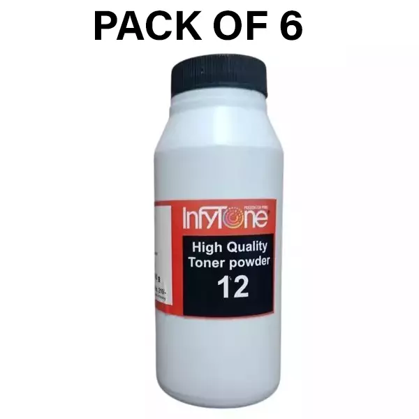 GENERIC 12A Toner Powder Black 100 g for Laser Printers and Photocopiers (Pack of 6 Pcs)