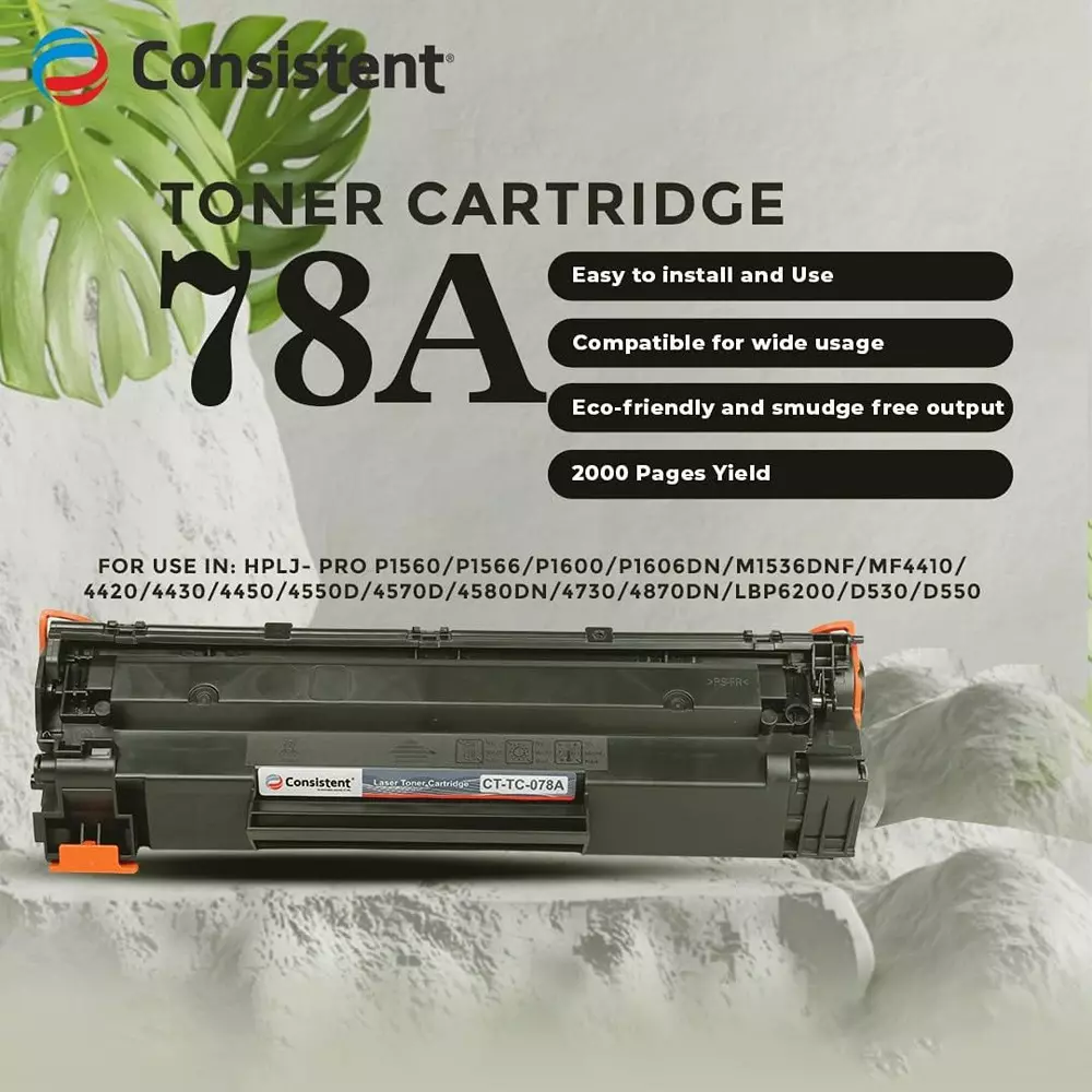 Consistent Laser Toner Cartridge 2000 Page Yield Black Ink for HP LaserJet Pro 1566/1606/1606dn/M1537dnf/M1538dnf/M1539dnf/P1536dnf/P1566/P1606dn Laser Toner Printers, CTTC078A
