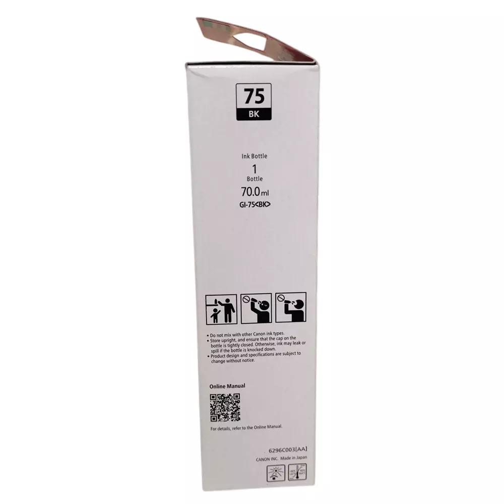 Canon Ink Cartridge Black Ink Color 70 ml Bottle for GX1070, GX2070 Models, GI-75 BK ASA
