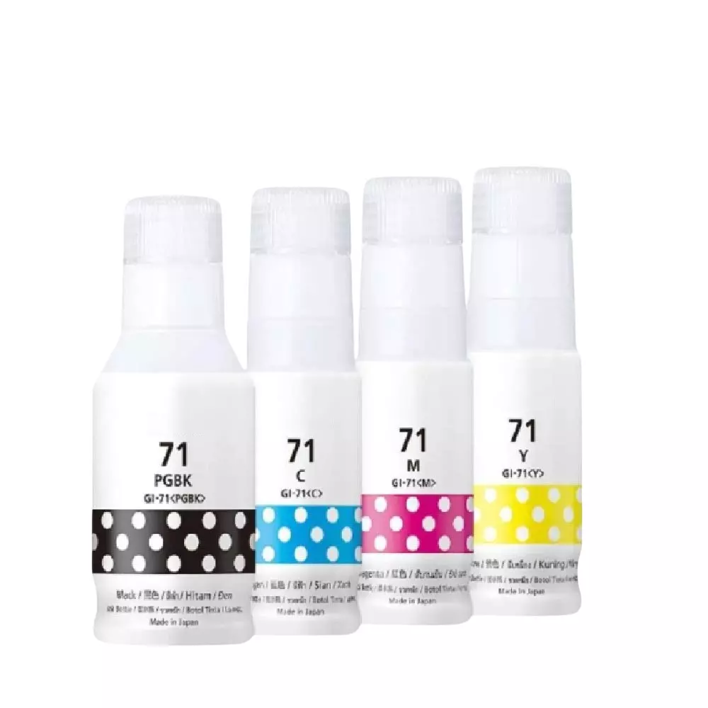 RT 71 Ink Bottle Set 70 ml (C/Y/M) & 120 ml (Black) Volume for Canon Pixma G2020, G2021, G2060, G2730, G3020, G3021, G4770, G3770, G1020 Printer
