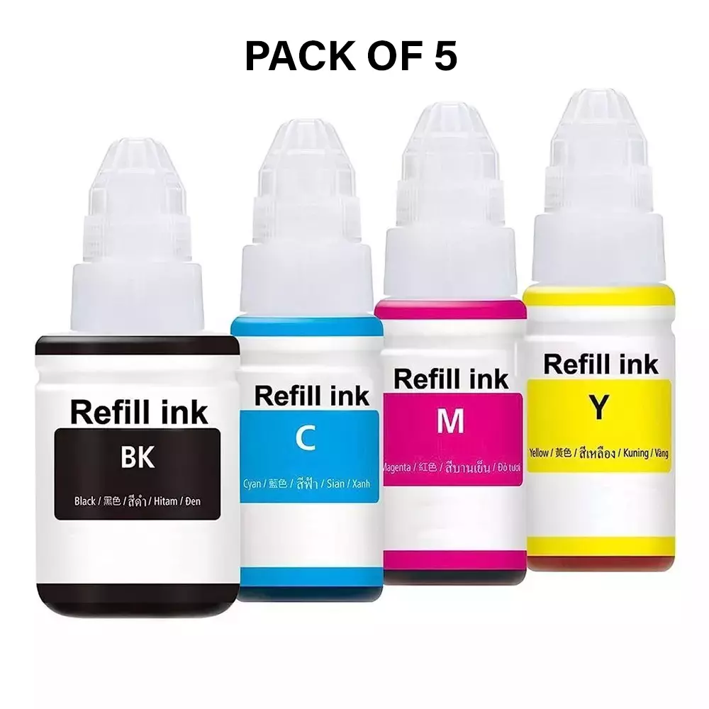 GENERIC GI-790 Ink Bottle Set Black, Cyan, Magenta, Yellow 70 ml Each (Set of 4) x (pack of 5)