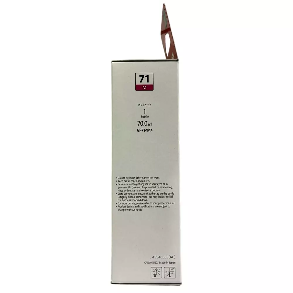 Canon Ink Cartridge Magenta Ink Color 70 ml Bottle for G1020, 2020, 3020, 2060, 3060, G1737, 2770, 3770, 4770, G1730, G2730, G3730 Models, GI-71S M IN