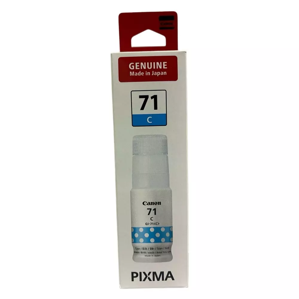 Canon Ink Cartridge Cyan Ink Color 70 ml Bottle for G1020, 2020, 3020, 2060, 3060, G1737, 2770, 3770, 4770, G1730, G2730, G3730 Models, GI-71S C IN