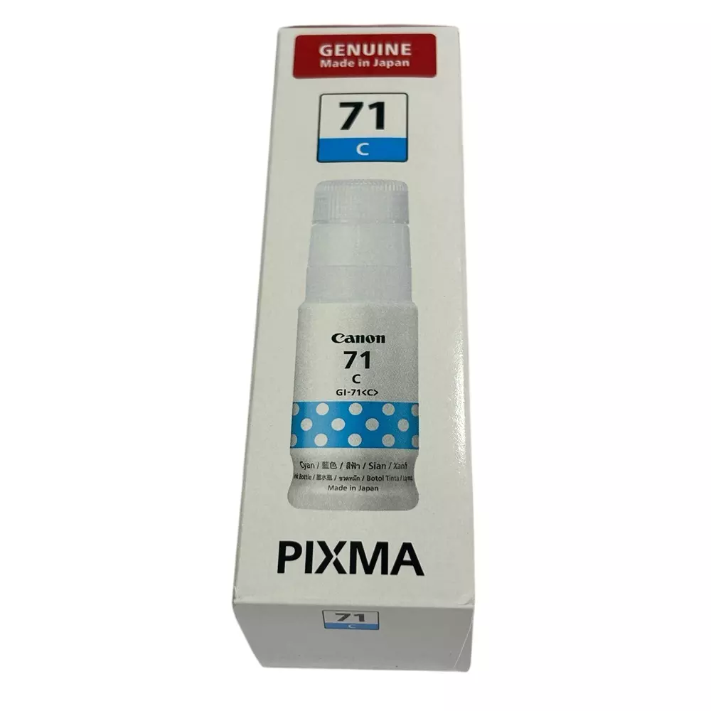 Canon Ink Cartridge Cyan Ink Color 70 ml Bottle for G1020, 2020, 3020, 2060, 3060, G1737, 2770, 3770, 4770, G1730, G2730, G3730 Models, GI-71S C IN
