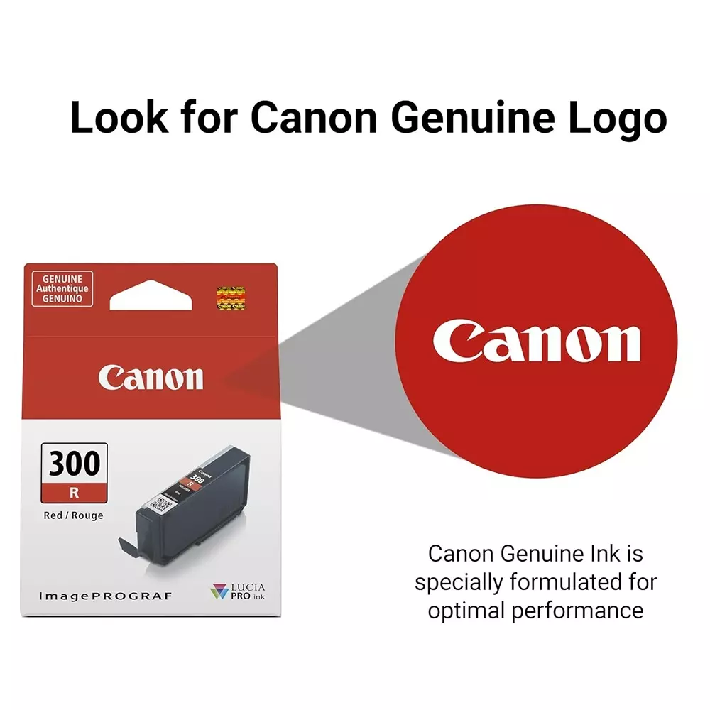 Canon Ink Cartridge Red Ink Color 14.4 ml Bottle for PRO-300 Models, PFI-300 R