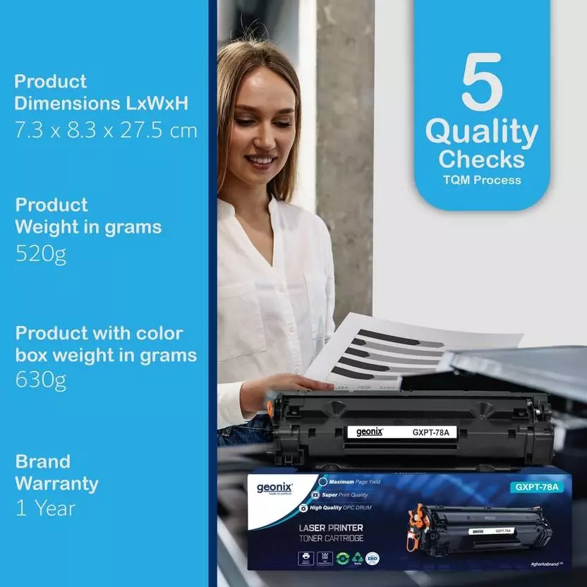 GEONIX 78A Ink Cartridge Black for HP Printers P1566–P1569, P1606DN–P1609DN, M1530, M1536DNF–M1539DNF
