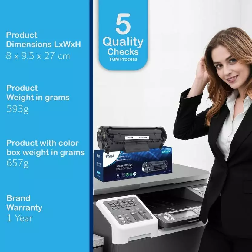 GEONIX GXPT-12A Ink Cartridge Black for HP Printers 1020, M1005, 1018, 1010, 1012, 1015, 1022, 3015, 3020, 3030, 3050, 3052